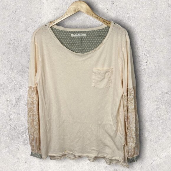 Free People Jade Top Oversized Bubble Sleeve Size XS Raw Edge Bohemian Boho Tee - Picture 3 of 11